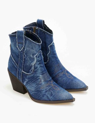Cowboy μπότες με χοντρό τακούνι - Μπλε